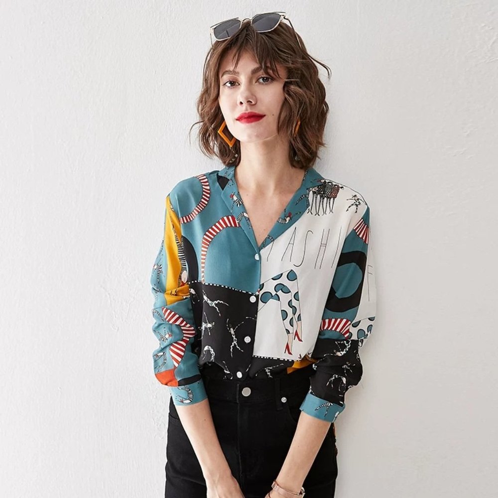 fashion silk dot shirt